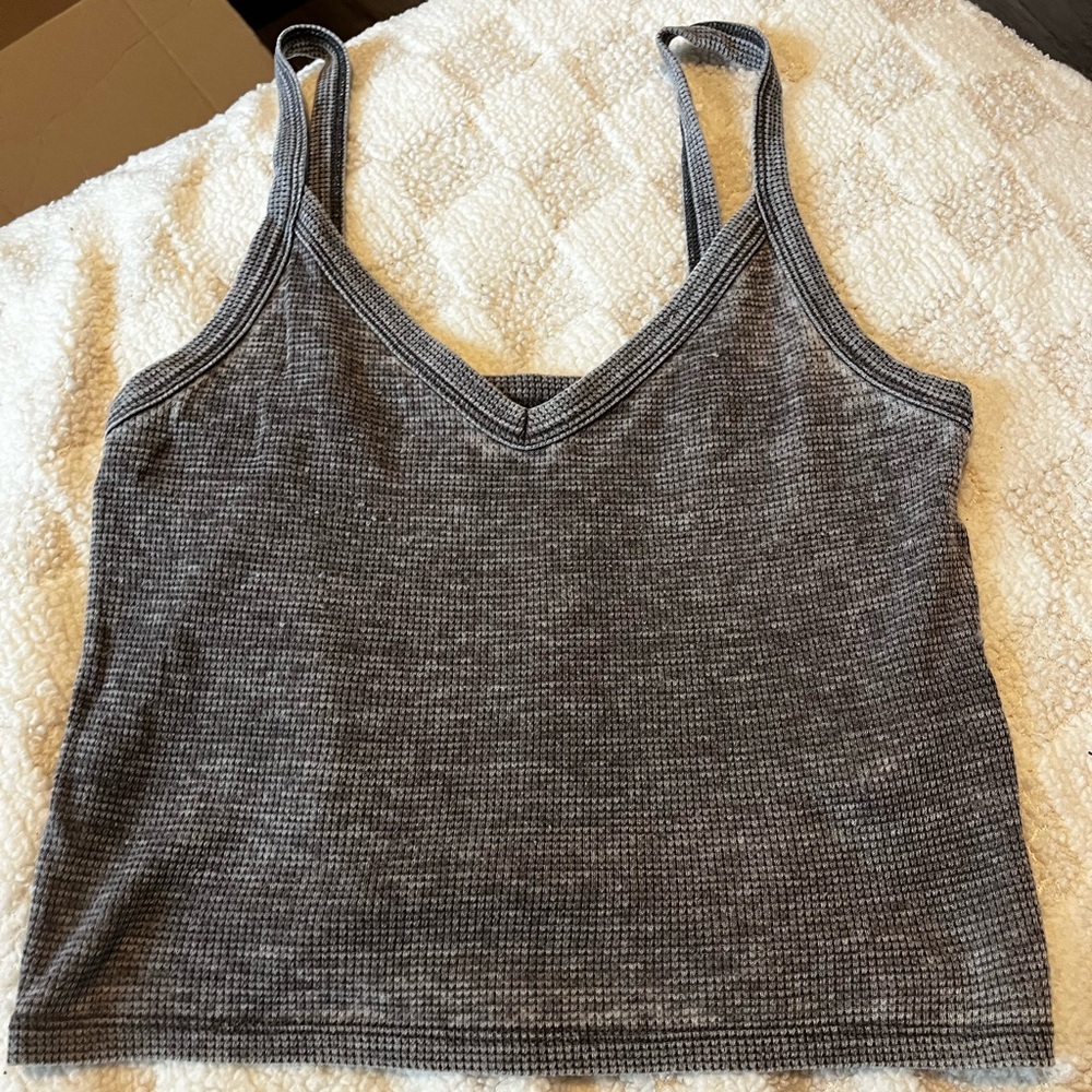 American Eagle Outfitters Gray Fitted Crop Camisole